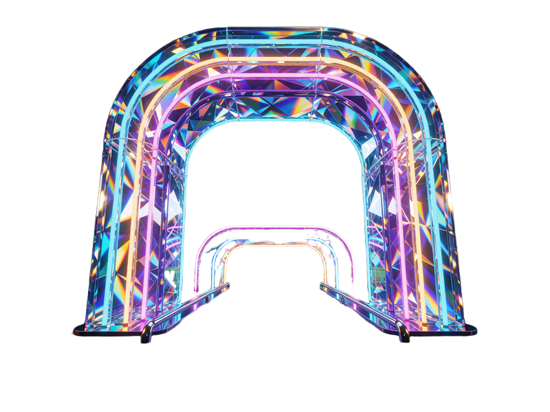 Neonowy łuk prowadzący na oświetlone boisko piłkarskie - grafika powitalnego bonusu sportowego 100%